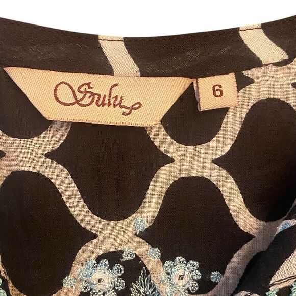 Sulu Sz 6 Black Turquoise Ornate Intricate Embroidered Statement Sleeve Tunic - Picture 6 of 9